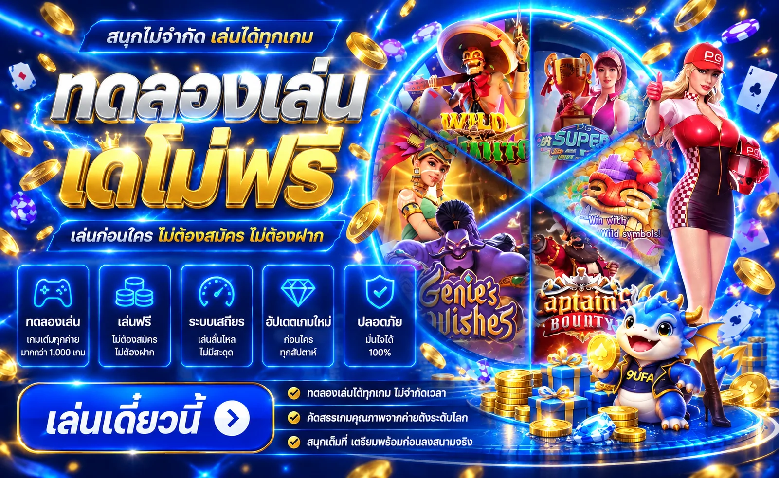 ทดลองเล่นสล็อต 9UFA ฟรีก่อนเล่นจริง